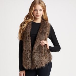 ELLA MOSS VEST FAUX FUR RIBBED SWEATER VEST